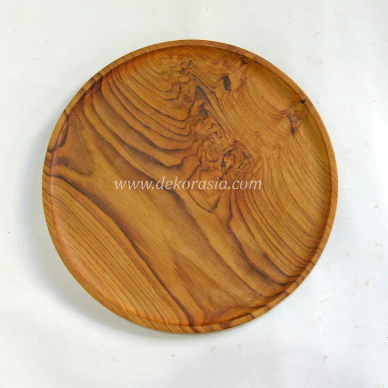 Teak Wood Round Plate Diameter 9.8 to 13.8 inches | Kitchenware | Free Shipping
